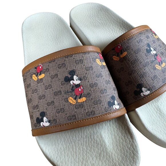 Gucci x Disney Authentic GG Supreme Mickey Mouse Logo Shoes Slides Size 10 - Picture 6 of 12